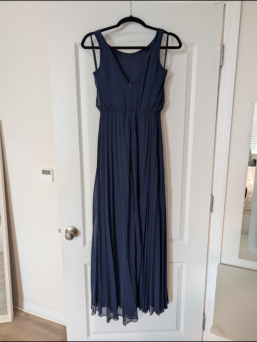 B Darlin Navy Pleated Maxi Dress/Gown - Picture 2 of 5